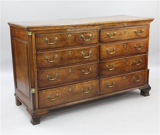 A mid 18th century oak mule chest, W.4ft 11in.